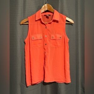 Body Central Button Up Collared Sheer Tank